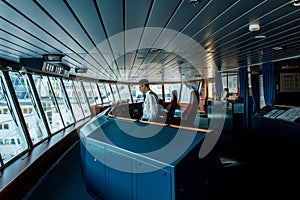 Ship control captain navigational bridge.