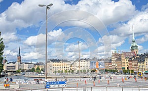 Stockholm, Sweden - August 18, 2014 - Scenic summer panorama of the Old Town (Gamla Stan) in Stockholm, Sweden.