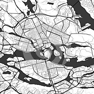 Stockholm Sweden City Monochrome Black and White Minimalist Street Road Aesthetic Decoration Map