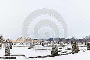 STOCKHOLM, SWEDEN - JANUARY 7, 2017: View over Drottningholm Palace and park on winter day. Home residence of Swedish royal family