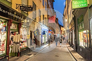 Vasterlanggatan street in Gamla Stan historic district of Stockholm, Sweden