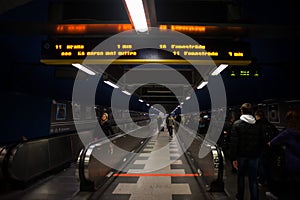 STOCKHOLM, SWEDEN - OCTOBER 3 2021: Inside incredibly beautiful metro