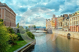 Stockholm, Sweden river cityscape. old city view