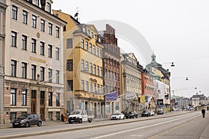 Stockholm, Sweden September- 24, 2017: Colorful houses on Stortorget square in the old town Gamla Stan, center of