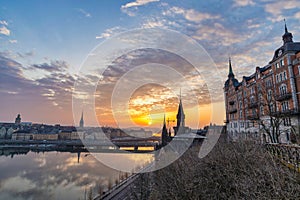 Stockholm Sweden sunrise at Gamla Stan and Slussen photo