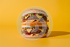 StockImage Isolated double hamburger on a pristine white background
