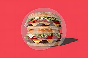StockImage Isolated double hamburger on a pristine white background