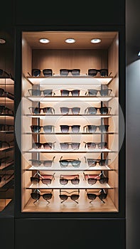 StockImage Sunglasses displayed in modern ophthalmic stores showcase photo