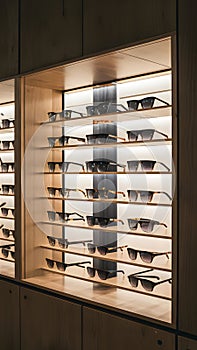 StockImage Sunglasses displayed in modern ophthalmic stores showcase photo