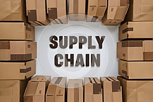 StockImage Supply chain visualization carton cardboard boxes arranged on white