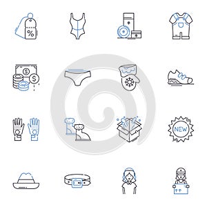 Stocking line icons collection. Hosiery, Christmas, Socks, Winter, Festive, Red, Green vector and linear illustration