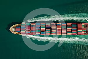 StockPhoto Aerial view container vessel in import export action