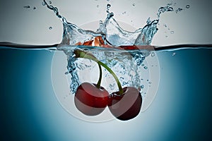 StockPhoto An artistic depiction of water splash with cherries in photography