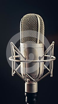 StockPhoto Closeup of microphone essence, conduit for voices and music