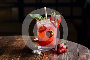 StockPhoto Elegant capture of a refreshing strawberry mojito on the table