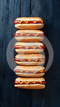 StockPhoto Flat lay photo featuring hotdog buns arranged neatly on the table