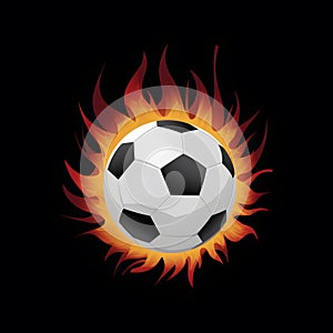 StockPhoto Illustration of a blazing soccer ball set against a black background