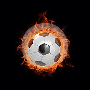 StockPhoto Illustration of a blazing soccer ball set against a black background