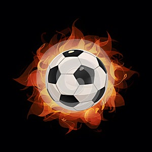 StockPhoto Illustration of a blazing soccer ball set against a black background