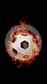 StockPhoto Illustration of a blazing soccer ball set against a black background