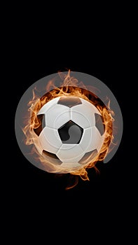 StockPhoto Illustration of a blazing soccer ball set against a black background