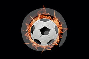 StockPhoto Illustration of a blazing soccer ball set against a black background