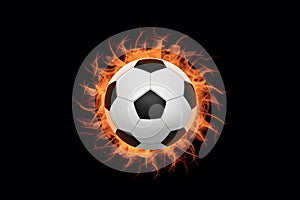 StockPhoto Illustration of a blazing soccer ball set against a black background