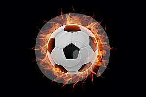 StockPhoto Illustration of a blazing soccer ball set against a black background