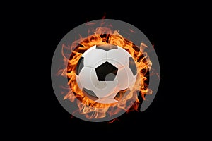 StockPhoto Illustration of a blazing soccer ball set against a black background