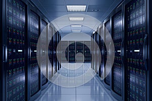 StockPhoto Modern data center with high powered servers, big data concept photo