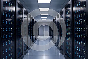 StockPhoto Modern data center with high powered servers, big data concept photo