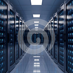 StockPhoto Modern data center with high powered servers, big data concept photo
