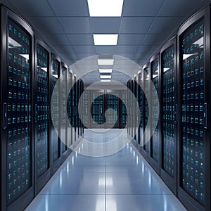 StockPhoto Modern data center with high powered servers, big data concept photo