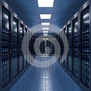 StockPhoto Modern data center with high powered servers, big data concept photo