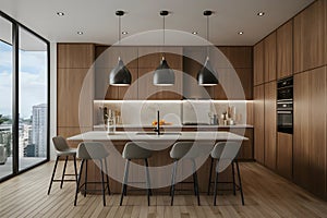 StockPhoto A modern depiction of a 3D kitchen in isolated photography photo