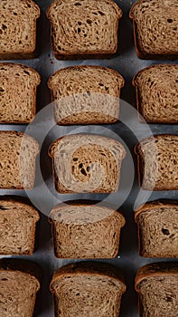 StockPhoto Neat arrangement of rye bread captured in a flat lay photo