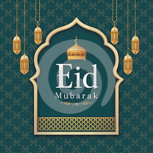 StockPhoto Traditional Eid Mubarak poster with authentic Islamic design elements