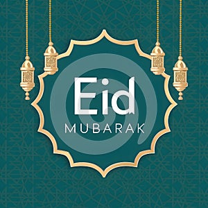 StockPhoto Traditional Islamic Eid poster featuring festive Eid Mubarak greeting