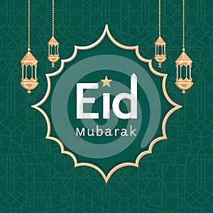 StockPhoto Traditional Islamic Eid poster featuring festive Eid Mubarak greeting