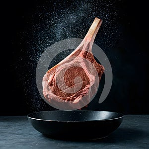 StockPhoto Wagyu beef steak roast captured mid air in editorial foodgraphy