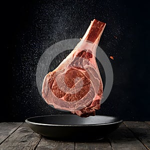 StockPhoto Wagyu beef steak roast captured mid air in editorial foodgraphy