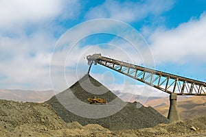 Stockpile and conveyor belt photo