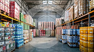 a stockpile of essential goods in a storage