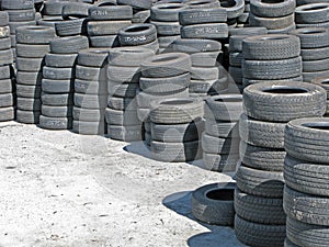 Stockpile of Used Tires.