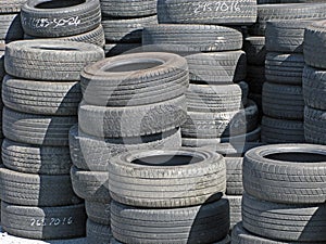 Stockpile of Used Tires. photo
