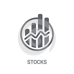 Stocks icon. Trendy Stocks logo concept on white background from