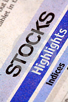 Stocks newspaper