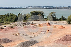 Stockyard of sands, pebbles and aggregates near Le Havre, France photo