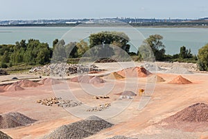 Stockyard of sands, pebbles and aggregates near Le Havre, France