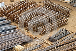 Stockyard steel reinforcement for bridge construction